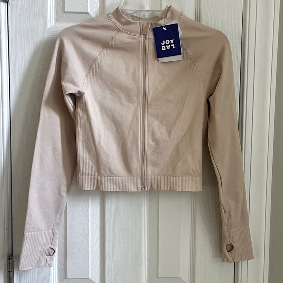 Target Jackets & Blazers - JoyLab Athletic Zip Up Jacket Womens Small Beige Stretchy Flexible Knit NWT‎